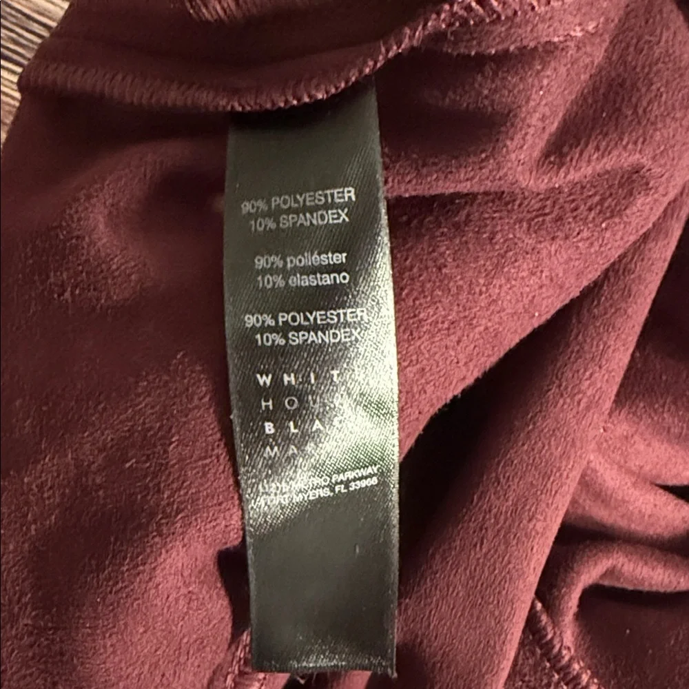 White House Black Market Burgundy‎ Wine Velvet Suede Leggings